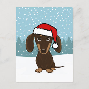 Chocolate Dachshund Holiday Cute Wiener Dog Custom Postcard