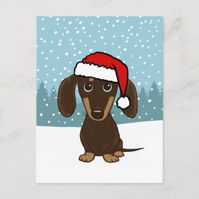 Chocolate Dachshund Holiday Cute Wiener Dog Custom Postcard (Front)