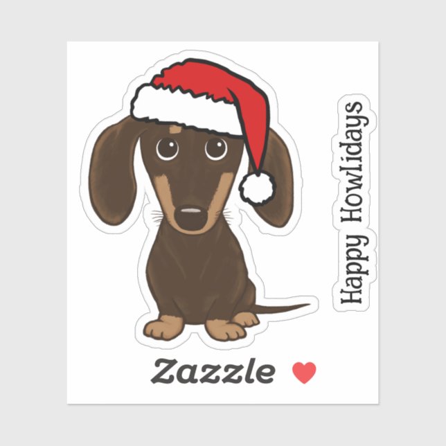 Chocolate Dachshund Santa Cute Dog Christmas (Sheet)