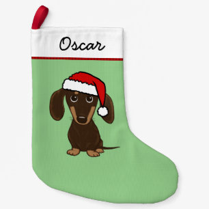 Chocolate Dachshund Santa Cute Wiener Dog Small Christmas Stocking