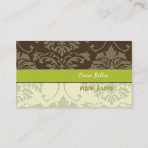 Chocolate Damask, wedding planners business cards