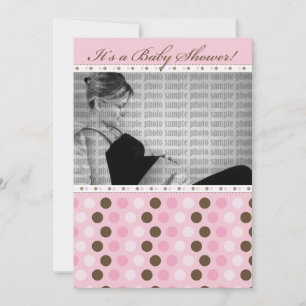 Chocolate Darling Pink Dots Baby Shower Invitation