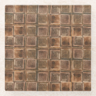 Chocolate Delight: Seamless Watercolor Pattern. Glass Coaster