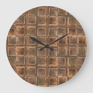 Chocolate Delight: Seamless Watercolor Pattern. Large Clock