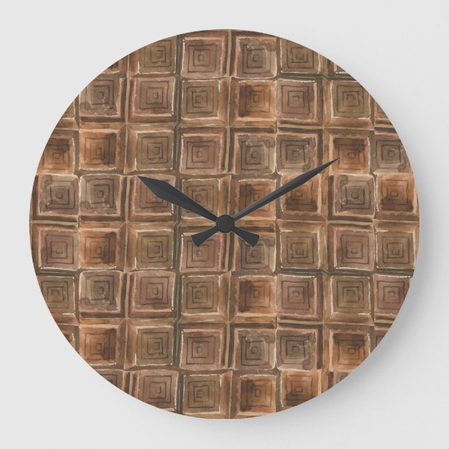 Chocolate Delight: Seamless Watercolor Pattern. Large Clock (Front)