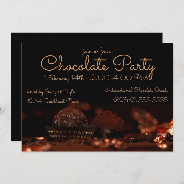 Chocolate Dessert Party Invitation (Front/Back)