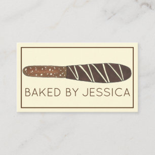 Chocolate Dipped Pretzel Rod Chocolatier Bakery Business Card
