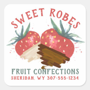 Chocolate dipped strawberries fruit confection square sticker