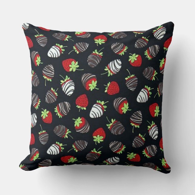 Chocolate Dipped Strawberries Pattern Pillow (Front)