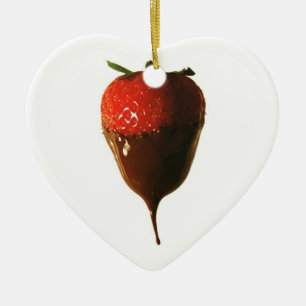 Chocolate dipped strawberry ceramic tree decoration
