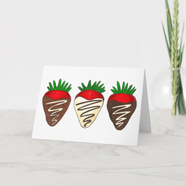 Chocolate Dipped Strawberry Valentine's Day Fruit Holiday Card (Front)