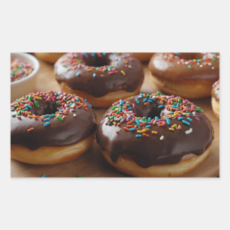 Chocolate Donuts Rectangular Sticker
