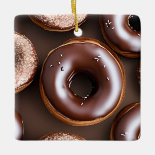 Chocolate Donuts with Sprinkles Christmas Ceramic Ornament