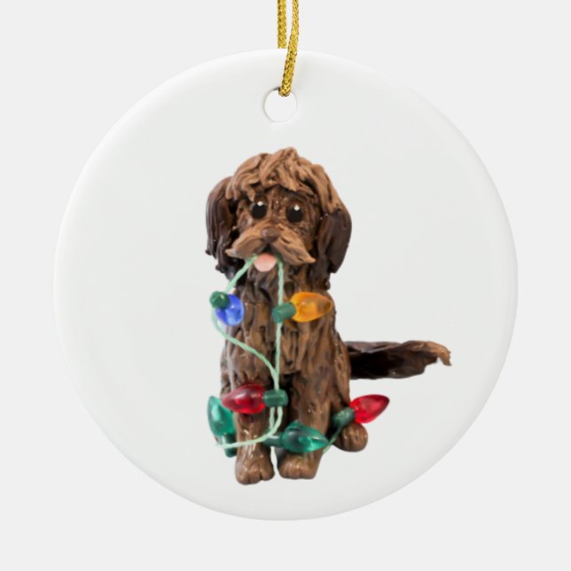Chocolate Doodle Dog Ornament (Front)