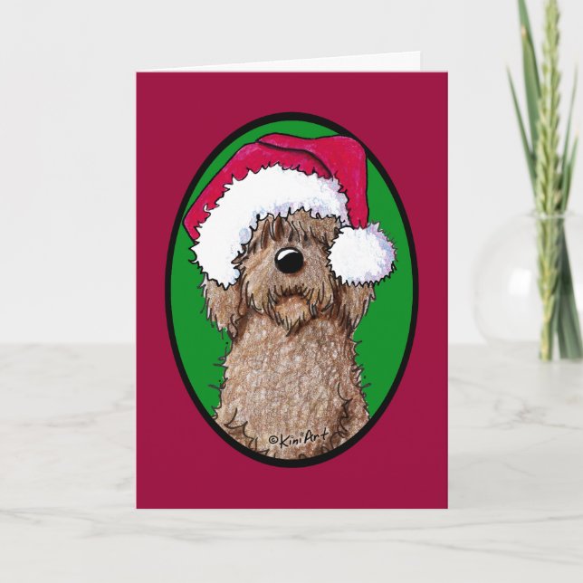 Chocolate Doodle Santa Holiday Card (Front)