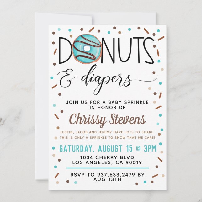 Chocolate Doughnut Baby Sprinkle Shower Invitation (Front)