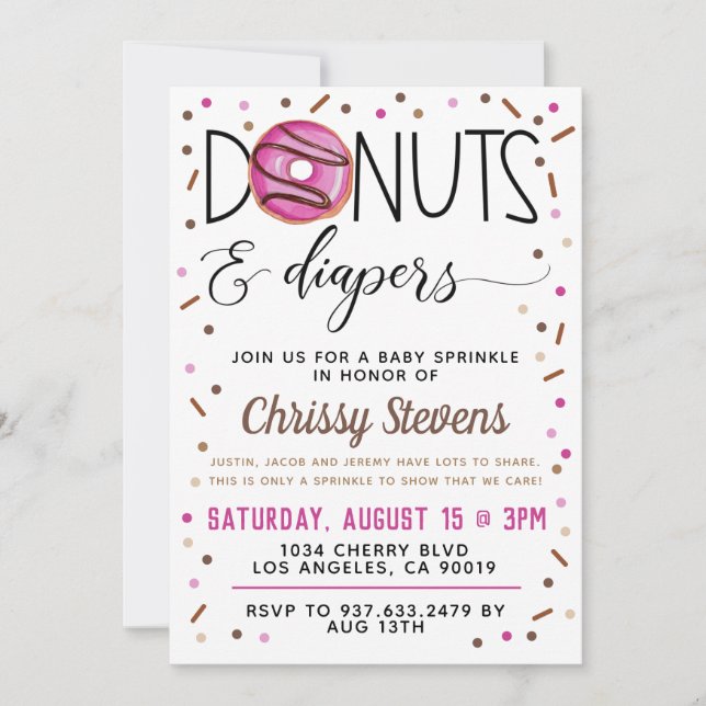 Chocolate Doughnut Baby Sprinkle Shower Invitation (Front)