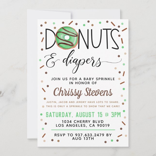 Chocolate Doughnut Baby Sprinkle Shower Invitation (Front)