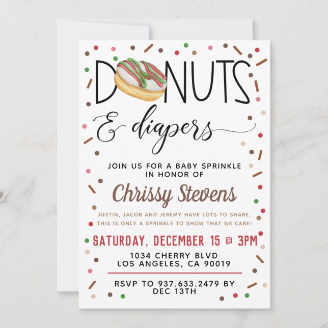 Chocolate Doughnut Baby Sprinkle Shower Invitation (Front)