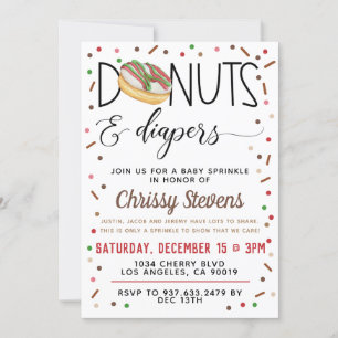 Chocolate Doughnut Baby Sprinkle Shower Invitation