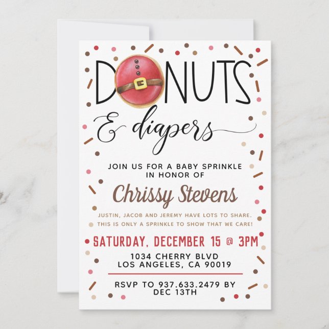 Chocolate Doughnut Baby Sprinkle Shower Invitation (Front)