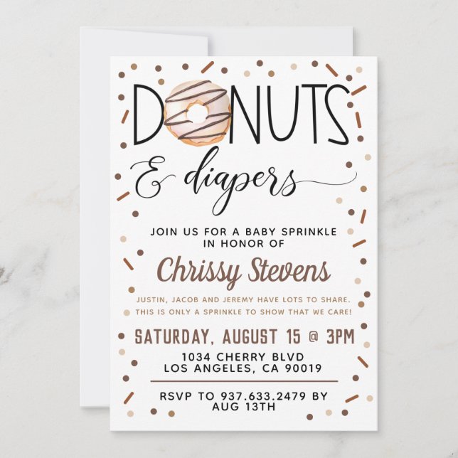 Chocolate Doughnut Baby Sprinkle Shower Invitation (Front)