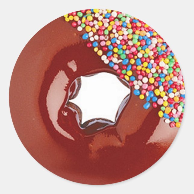 Chocolate Doughnut Classic Round Sticker (Front)
