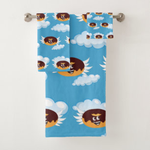 Chocolate Doughnut Food Humour Emoji Bath Towel Set