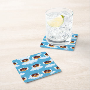 Chocolate Doughnut Food Humour Emoji Square Paper Coaster
