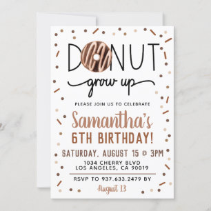 Chocolate Doughnut Grow Up Birthday Invitation