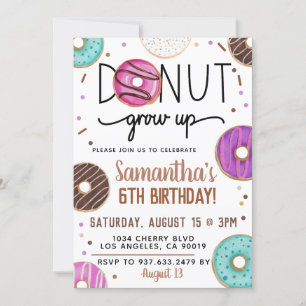 Chocolate Doughnut Grow Up Birthday Invitation