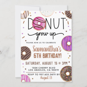 Chocolate Doughnut Grow Up Birthday Invitation