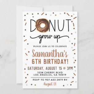 Chocolate Doughnut Grow Up Birthday Invitation