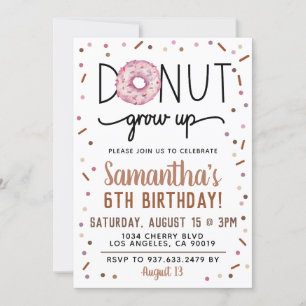 Chocolate Doughnut Grow Up Birthday Invitation