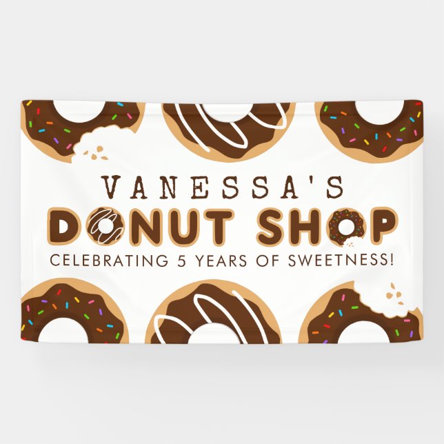 Chocolate Doughnut Shop Birthday Party Banner (Horizontal)