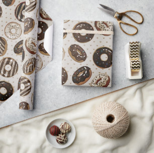 Chocolate Doughnut Sprinkle Wrapping Paper