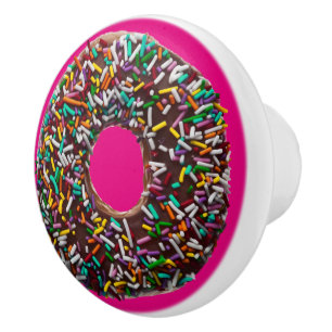 Chocolate Doughnut with colourful sprinkles Ceramic Knob
