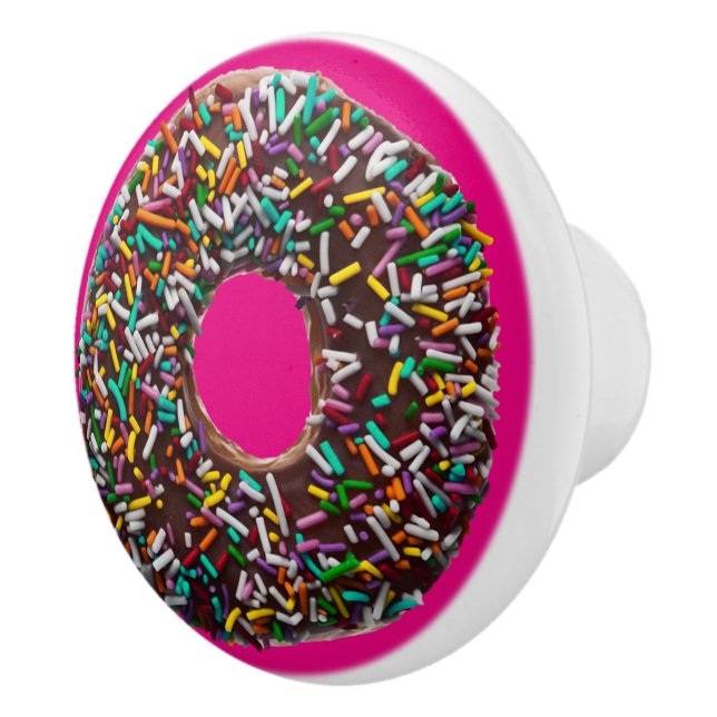 Chocolate Doughnut with colourful sprinkles Ceramic Knob (Right)