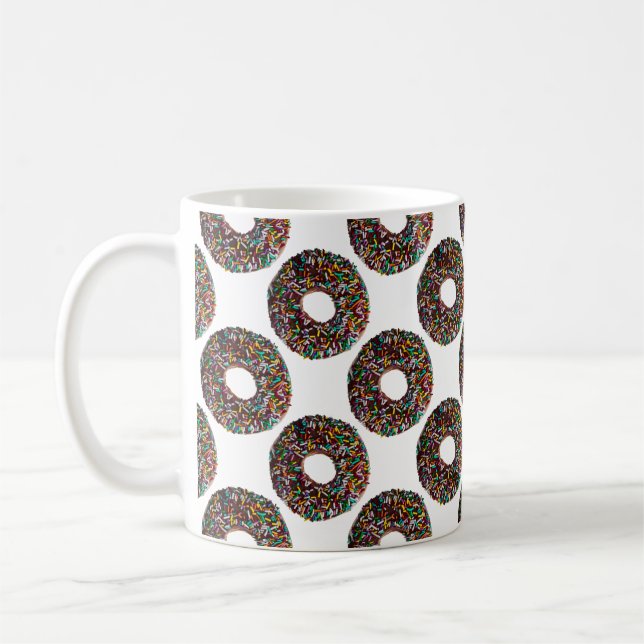 Chocolate Doughnut with colourful sprinkles Coffee Mug (Left)