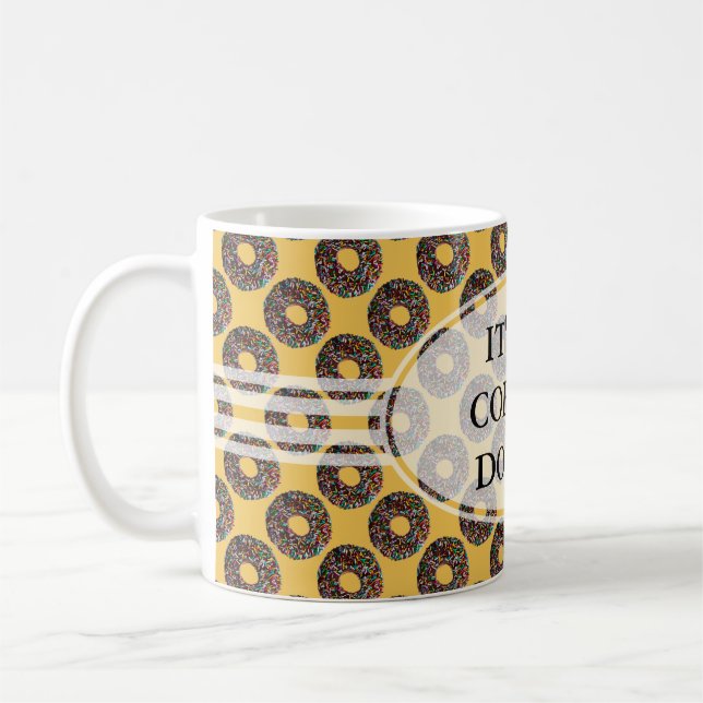 Chocolate Doughnut with colourful sprinkles Coffee Mug (Left)