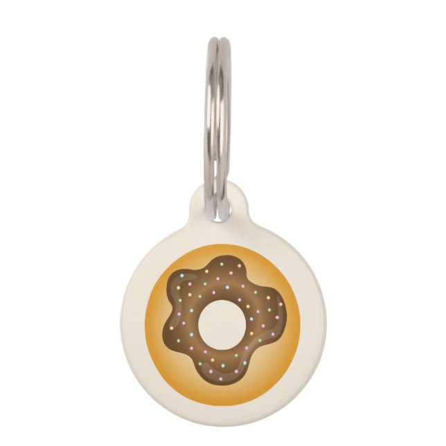 Chocolate Doughnut With Name And Number Pet Tag (Front)