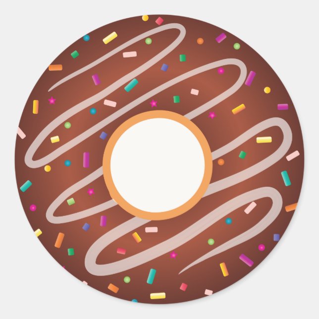 Chocolate Doughnut with Rainbow Sprinkles Classic Round Sticker (Front)