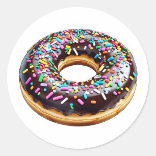 Chocolate Doughnut with Sprinkles Classic Round Sticker