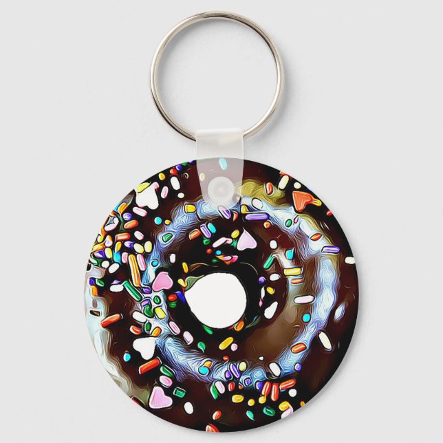 Chocolate Doughnut with Sprinkles Key Chain (Front)