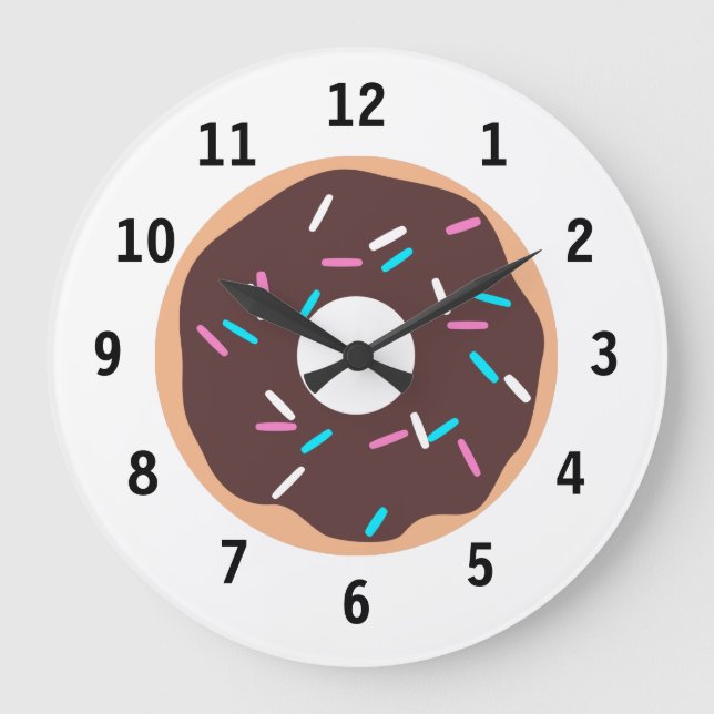 Chocolate Doughnut with Sprinkles Large Clock (Front)