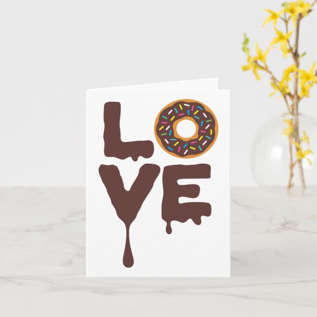 Chocolate Doughnut with Sprinkles Love Card (Yellow Flower)
