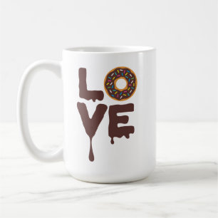 Chocolate Doughnut with Sprinkles Love Coffee Mug