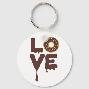 Chocolate Doughnut with Sprinkles Love Key Ring