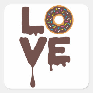 Chocolate Doughnut with Sprinkles Love Square Sticker