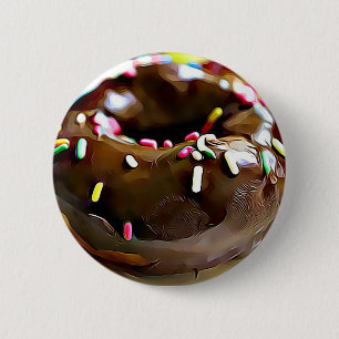 Chocolate Doughnut with Sprinkles Refrigerator 6 Cm Round Badge